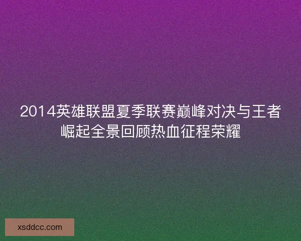 2014英雄联盟夏季联赛巅峰对决与王者崛起全景回顾热血征程荣耀