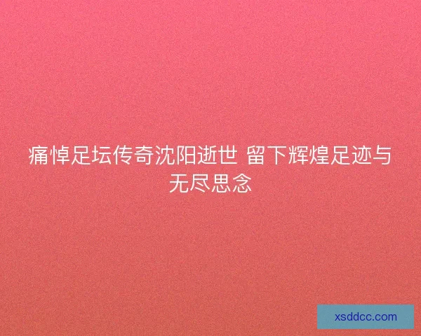 痛悼足坛传奇沈阳逝世 留下辉煌足迹与无尽思念