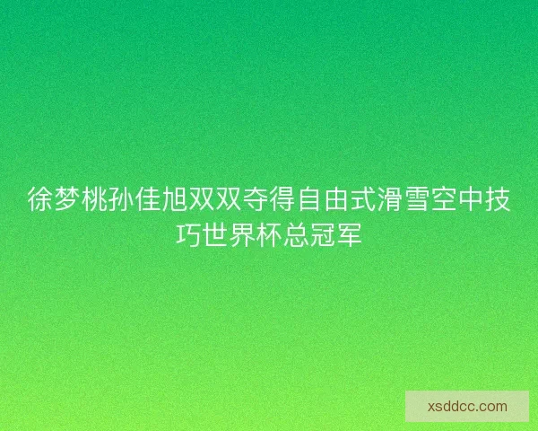 徐梦桃孙佳旭双双夺得自由式滑雪空中技巧世界杯总冠军