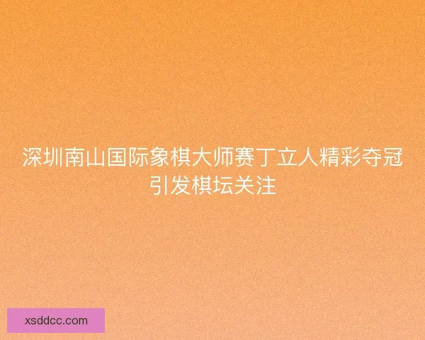 深圳南山国际象棋大师赛丁立人精彩夺冠引发棋坛关注